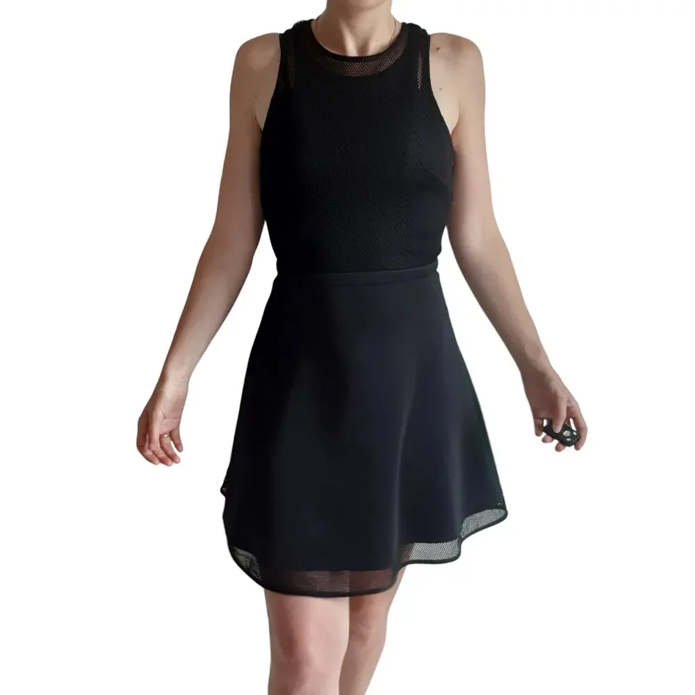 NWT Camilla and Marc Black Dress A-Line Mini Size 2 Scuba Net Top Night Out - Picture 11 of 16